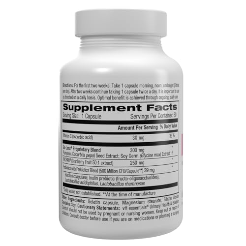 vH essentials Urinary Health & Bladder Control, Cranberry Extract, Prebiotics and Probiotics vH essentials Au supplements