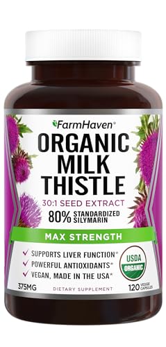 FarmHaven USDA Organic Milk Thistle Capsules | 11250mg Strength | 30X Concentrated FarmHaven Au supplements