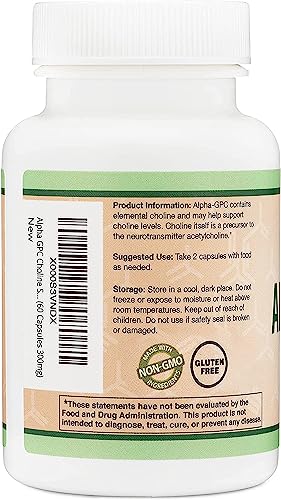 Alpha GPC Choline 600mg Capsules - Brain Support Supplement for Focus, Memory Double Wood Supplements Au supplements