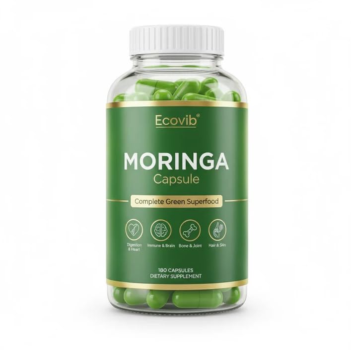 ECOVIB Moringa Capsules – 180 Vegan Capsules | Organic Superfood for Energy, Immunity & Detox ECOVIB Au supplements