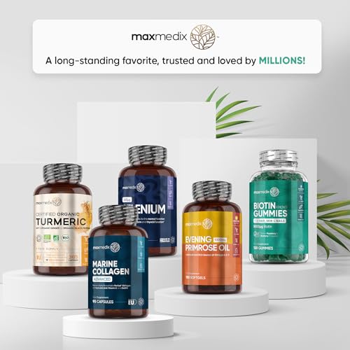 Biotin Gummies 5000mcg - with Vitamin A, B, C, D, E & Selenium – 120 Hair Nails and Skin maxmedix Au supplements