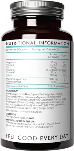 Premium Advanced Collagen Complex for Joint and Bone Health – High Strength Marine Collagen with Vitamin D3 V Vitamini Au supplements