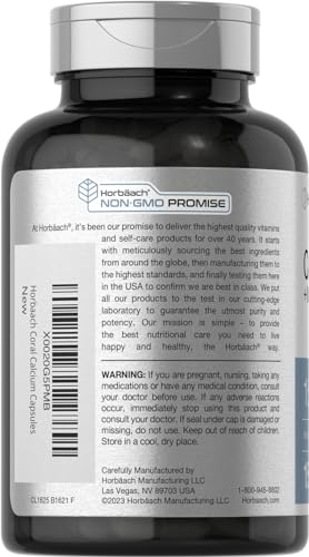 Coral Calcium 1500mg 150 Capsules | Plus Magnesium | Non-GMO, Gluten Free Supplement Horbäach Au supplements
