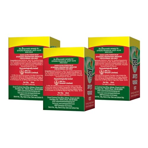Zandu Ultra Red Balm | Ayurvedic Balm with Menthol, Camphor, Eucalyptus Oil | Relieves from Bodyache, Cold & Muscle Stiffness | Non Greasy & Fast Acting | 0.85 Fl Oz (Pack of 1) Zandu Au supplements