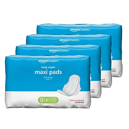 Amazon Basics Thick Maxi Pads with Flexi-Wings for Periods, Long Length, Super Absorbency Amazon BasicsAU supplements