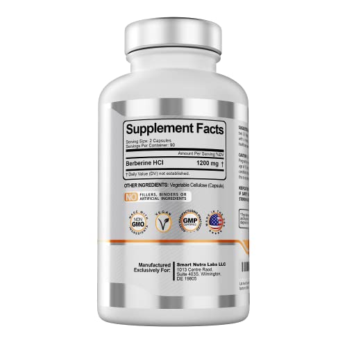 Premium Berberine HCL 1200mg- 180 Vegan Capsules, 100% Pure Berberin Smart Nutra Labs Au supplements