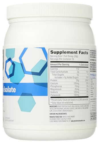 365 by Whole Foods Market, Vanilla Whey Protein Isolate, 15.9 Ounce 365 by Whole Foods Market Au supplements