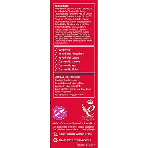 Natures Aid Mini Drops Multi-vitamin for Infants and Children, Sugar Free, 50 ml Natures Aid Au supplements