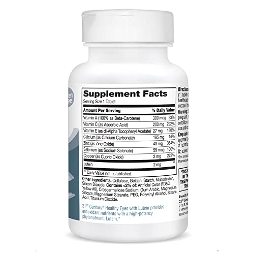 21st Century Healthy Eyes with Lutein Tablets, 60 Count, White (27452) 21st Century Au supplements
