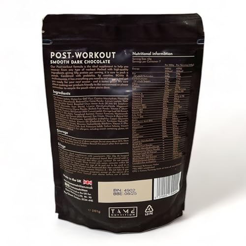Vegan Post Workout Protein Powder | Dark Chocolate | 301g | Tame Nutrition Tame Nutrition Au supplements
