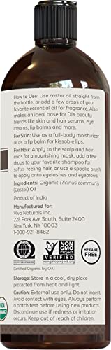 Viva Naturals Organic Castor Oil, 16 fl oz - Cold Pressed Castor Oil for Skin, Hair and Lashes - Traditionally Viva Naturals Au supplements