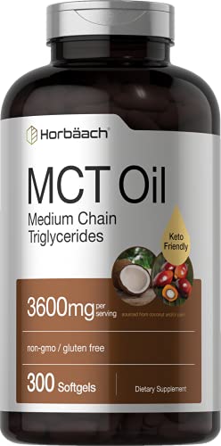Keto MCT Oil Capsules 3600mg | 300 Softgels | Coconut Oil Pills | Non-GMO and Gluten Horbäach Au supplements