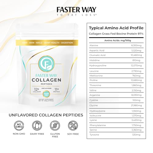FASTer Way to Fat Loss, Unflavored, 360g Grass-Fed Beef Collagen Peptides for Skin FASTer Way to Fat Loss Au supplements