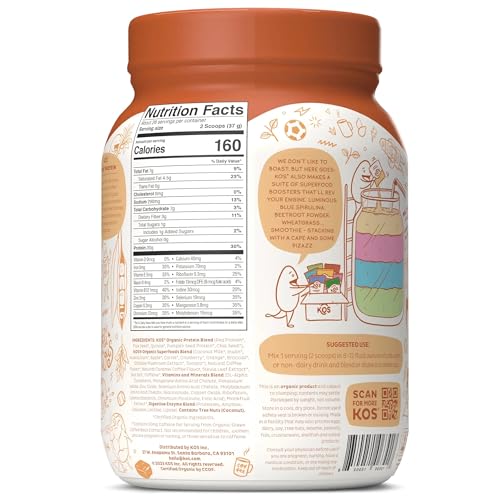 KOS Organic Vegan Protein Powder with 50mg Caffeine, Salted Caramel Coffee KOS Au supplements