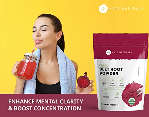 Kate Naturals Beet Root Powder for Baking & Smoothies (8oz) USDA Organic Beetroot Powder Kate Naturals Au supplements