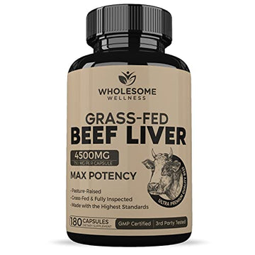 Grass Fed Desiccated Beef Liver Capsules (180 Pills, 750mg Each) - Natural Iron, Vitamin A Wholesome Wellness Au supplements