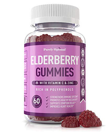 Premium Elderberry Gummies - Sambucus Elderberry Gummies for Adults - Black Elderber Purely Optimal Au supplements