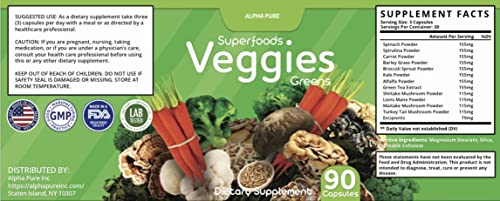 90 Capsules Each Bottle 540 Capsules superfoods Veggies Greens and Reds Fruits Triple Alpha Pure Au supplements