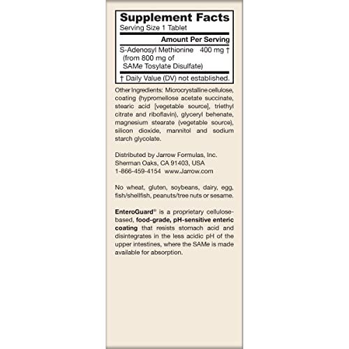Jarrow Formulas SAMe Supplement 400 mg - 60 Tablets - High Concentration of Active S,S Form - Supports Joint Health, Liver Function, Brain Metabolism, Balanced Mood & Antioxidant Defense - 60 Servings Jarrow Formulas Au supplements