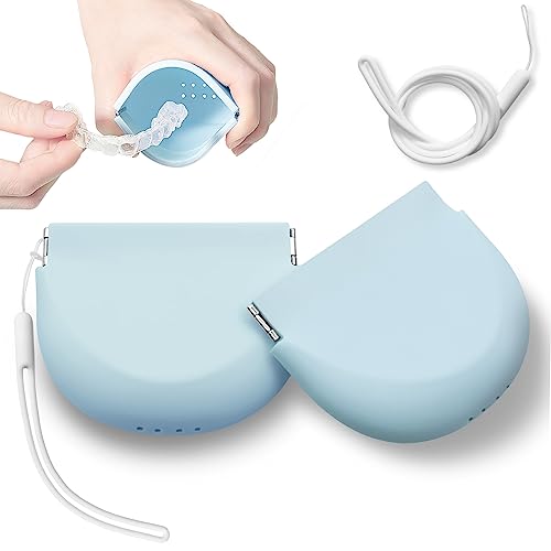 2 Pack Silicone Retainer Case with Lanyard Soft Slim Cute Aligner Case Holder Dental Thin onbuwwsAU supplements