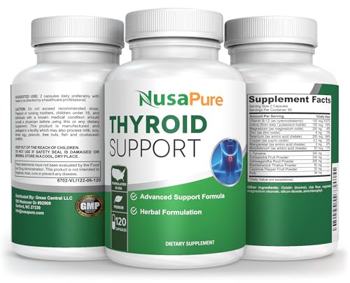 NusaPure Premium Thyroid Support Supplement (Non-GMO) 120 caps for with Ashwaganda NusaPure Au supplements