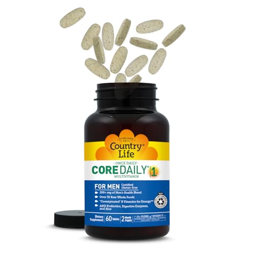 Country Life Core Daily-1 for Men - Multivitamin with Probiotics, Saw Palmetto, Pumpkin Seed Extract, and Coenzymated B Vitamins - Gluten-Free and Vegetarian - 60 Tablets Country Life Au supplements