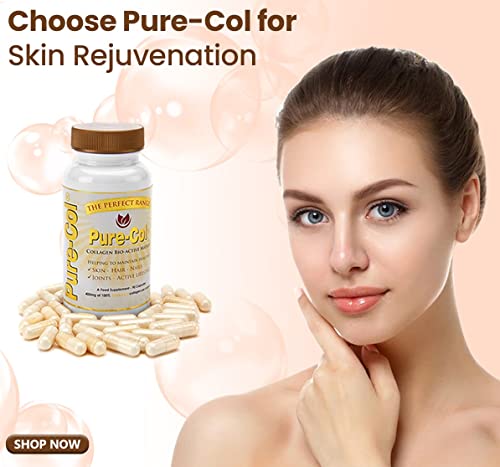 Pure-COL Collagen 90 Capsules 400mg Bio-Active Matrix High Strength Collagen Tablets The Perfect Range Au supplements