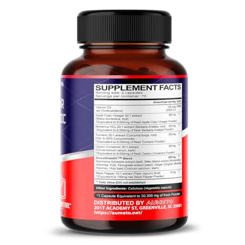 Apple Cider Vinegar 9000mg Berberin 6000mg Ceylon Cinnamon 9000mg Turmeric 6000mg AUMETO Au supplements