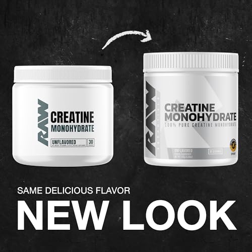 RAW Nutrition Creatine Monohydrate Powder, Unflavored (30 Servings) - Micronized Creatine Monohydrate Supplement for Workout Performance, Build Muscle & Strength - Creatine Powder for Men & Women RAW Au supplements