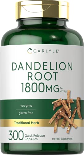 Carlyle Dandelion Root Capsules 1800mg | 300 Count | Non-GMO, Gluten Free Carlyle Au supplements