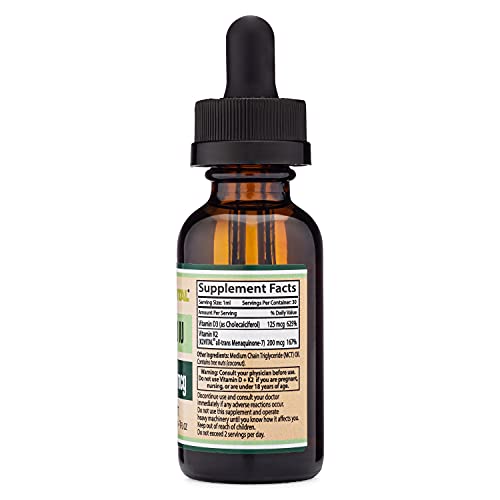 Vitamin D3 K2 5,000 IU Liquid Drops (5,000 IU of D3 and 200mcg of 99.9% All-Trans Double Wood Supplements Au supplements