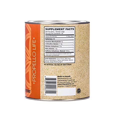 Propello Life Pre-Workout Drink Mix, West Coast Citrus, 450g Propello Life Au supplements