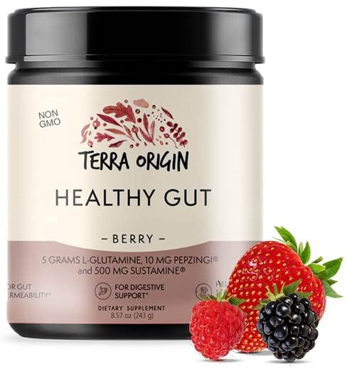 TERRA ORIGIN Healthy Gut Powder (Berry Flavor) |30-Servings with L-Glutamine, Zinc TERRA ORIGIN Au supplements