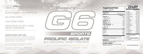 G6 Sports Nutrition Prolific Isolate All Natural Whey Protein Isolate Gluten Free, Lactose G6 Sports Au supplements