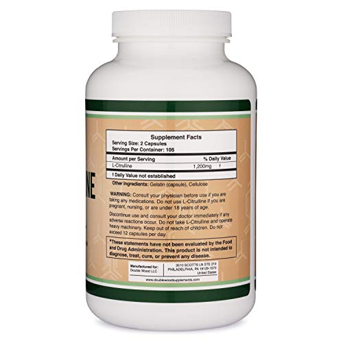 L Citrulline Capsules 1,200mg Per Serving, 210 Count (L-Citrulline Increases Levels Double Wood Supplements Au supplements
