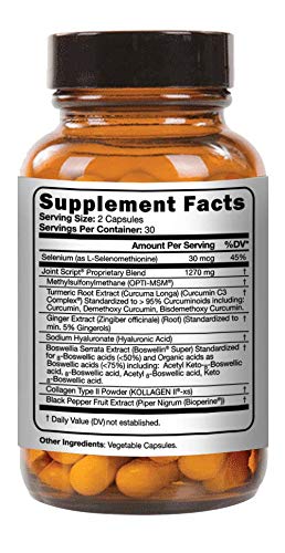 Suzy Cohen Joint Script Joint Support Supplement with Hyaluronic Acid, C3 Curcumin Turmeric Extract, MSM, Collagen Peptides, Ginger, and Boswellia for Maximum Flexibility, Tendon and Cartilage Health Script Essentials Au supplements
