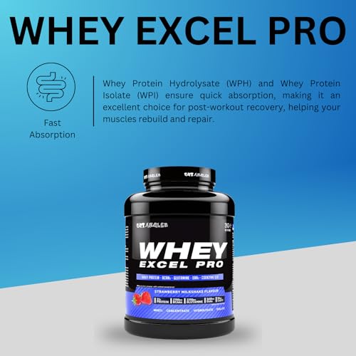 Out Angled Whey Excel Pro Whey Protein Powder Vanilla Flavour, 2kg, 66 Servings, High Protein Powder OUT ANGLED Au supplements