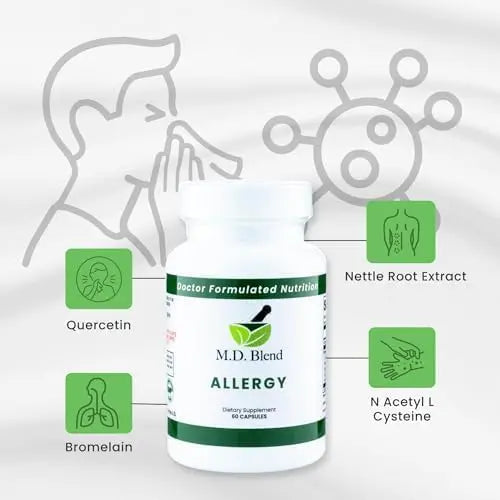 M.D. Blend Nature’s Biotic & Allergy Expert Bundle for Immune Support, Seasonal Allergy Relief, Respiratory Wellness, Quercetin and Bromelain, NAC Nettle Root Vitamins & Minerals Plant-Based Capsules M.D. Blend Au supplements