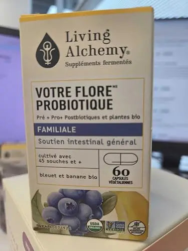 Your Flora Probiotic Family – Non-GMO Probiotics with Fermented Soybean, Banana, & Blueberry for Digestion & Gut Support – Prebiotics, Postbiotics, Digestive Enzymes – Living Alchemy, 60 Capsules Living Alchemy Au supplements