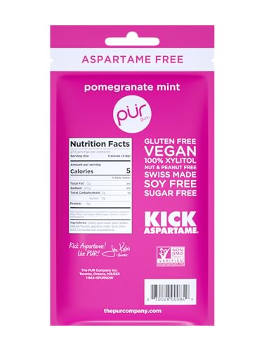 PUR Gum | Aspartame Free Chewing Gum | 100% Xylitol | Natural Pomegranate PUR Au supplements