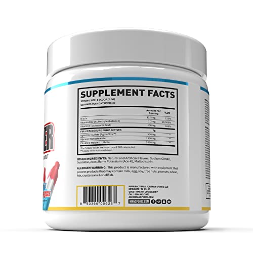 MAN Sports Pump Powder Blue Bombsicle - Stimulant Free Pre Workout Drink MAN Sports Au supplements