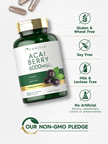 Carlyle Acai Berry Capsules 6000mg | 250 Count | Non-GMO & Gluten Free Acai Berry Carlyle Au supplements