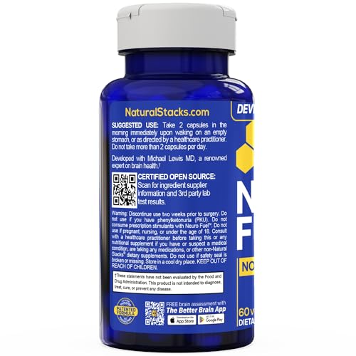 NATURAL STACKS NeuroFuel Nootropic with Zembrin - Doctor Developed Memory & Focus Supplement - Kanna Extract Sceletium Tortuosum - Nootropic Brain Supplement for Focus - 60 Zembrin Capsules NATURAL STACKS Au supplements