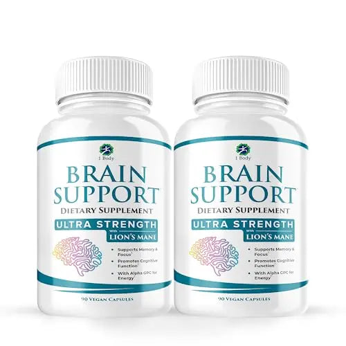 1 Body Brain Support: Twin Pack - 90 Capsules Each - Alpha GPC 1 BodyAU supplements