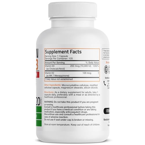 Bronson Vitamin K2 (MK7) with D3 Extra Strength Supplement Bone and Heart Health Non Bronson Au supplements