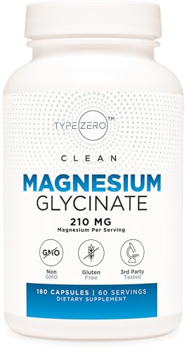 Type Zero Magnesium Glycinate (210mg | 180 Capsules) Pure, Non-GMO, Gluten Free Type Zero Au supplements