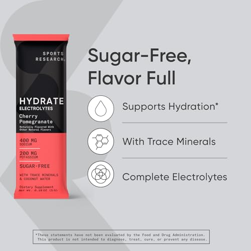 Sports Research Hydrate Electrolytes Powder Packets - Sugar-Free & Naturally Flavored Sports Research Au supplements