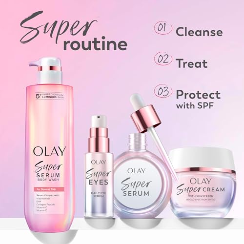 Olay Super Serum - Glow Serum for Face - Activated Niacinamide, Vitamin C & E, Collagen Peptide, AHA - 5-in-1 Benefits - Brightens, Hydrates, Smooths, Firms, Evens Tone, Proactive Anti-Aging, 1.7 Oz Olay Au supplements