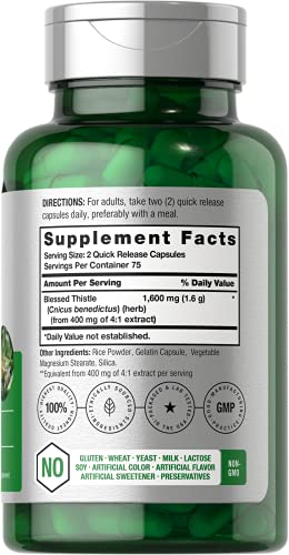 Blessed Thistle Capsules 1600 mg | 150 Count | Max Potency | Non-GMO, Gluten Free Horbäach Au supplements