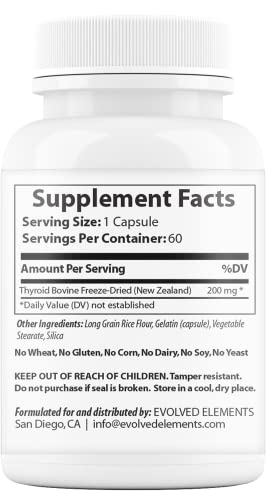 Evolved Elements Raw Grass-Fed Desiccated Bovine Thyroid - Thyroid Support for Women Evolved Elements Au supplements